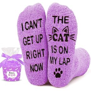Bebila Gifts for Women Men Funny Fuzzy Cat Socks for Cat Mom Dad Lovers