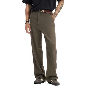 Men's Teen Loose Fit Wide Leg Dress Pants Casual Solid High Waist Straight Leg Trousers with Pocket