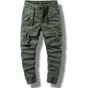 Mens Cargo Joggers–Slim Fit Flex Work Pants with Belt Loops Elastic Waist Zipper Pockets Drawstring Waist–Dynamics LLC