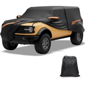 JOYTUTUS Car Cover Compatible with Bronco 4 Door 2021-2025 | Waterproof All-Weather Protection with Zipper Entry & Anti-Theft Lock | UV Resistant Windproof SUV Cover (Not Fit Bronco Sport)