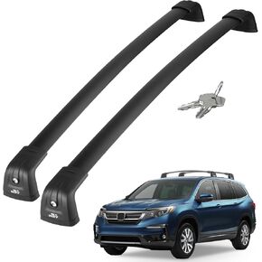JOYTUTUS Roof Rack Cross Bars Compatible with Honda Pilot 2016-2022 with Side Rails, 220LB Aluminum Crossbars for Roof Racks Suitcases Kayaks Canoes Bikes Skis