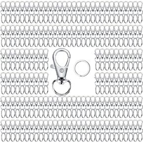 Highergo 360 Pcs Keychains Clips with Keyrings 180 Metal Swivel Snap Hooks and 180 Key Chain Rings Lobster Claw Clasp with Keyrings Keychain Clips Bulk Key Chain Making Kit for Crafts