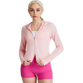Avgo Women's Upf 50+ Sun Protection Jacket stack stup up hoodie خفيفة الوزن قميص أشعة الشمس الطويلة للمشي في الهواء الطلق