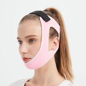 Adjustable Anti Snoring Chin Strap for CPAP Users - Breathable Snore Stopping Device Face Mask Bandage Keeping Mouth Closed (Pink)