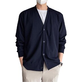 SHENHE Men's Button Down V Neck Cardigan Jacket Lightweight Street Casual Jacket Coat