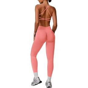Womens Workout Sets Criss Cross Open Sports Bras and High Waist Leggings Sets Pilates 2 Piece Outfits for Women