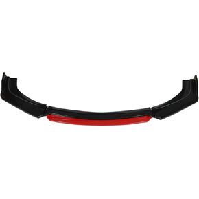 Universal Car 4 Pieces 2 Layer Lip Glossy Black with Red Tongue Front Bumper Lip Spoiler Splitter Body Kit