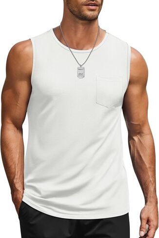 COOFANDY Men's Casual Tank Tops Quick Dry Sleeveless Shirts Cotton Pique Summer Shirt 2 Pack Muscle Tee in Saudi Arabia