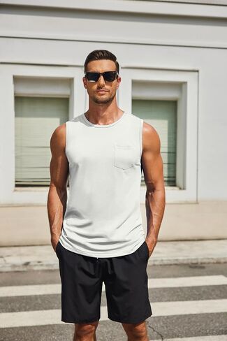 COOFANDY Men's Casual Tank Tops Quick Dry Sleeveless Shirts Cotton Pique Summer Shirt 2 Pack Muscle Tee in Saudi Arabia