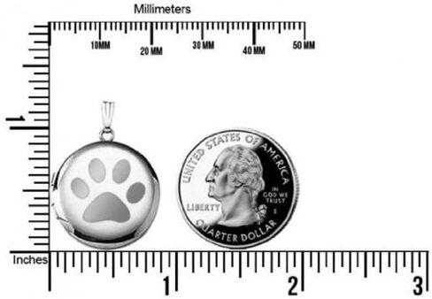 PicturesOnGold.com Sterling Silver Dogs Paw Print Round Picture Locket - 3/4 Inch X 3/4 Inch and 1 Inch X 1 Inch in Kuwait