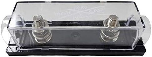 Sky High Car Audio 1/0 Gauge Ring Terminal ANL FUSE حامل النيكل مطلي بـ/الصمامات (Black ، 300A FUSE) in Kuwait