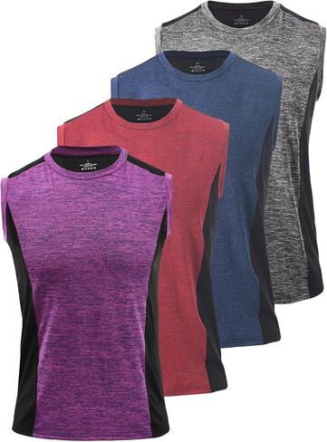 Rosyline Men's 4 Pack Workout Tank Tops Quick Dry Gym Muscle Tee Bodybuilding Fitness Sleeveless Shirts in Kuwait