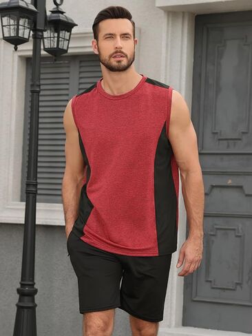 Rosyline Men's 4 Pack Workout Tank Tops Quick Dry Gym Muscle Tee Bodybuilding Fitness Sleeveless Shirts in Kuwait