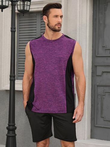 Rosyline Men's 4 Pack Workout Tank Tops Quick Dry Gym Muscle Tee Bodybuilding Fitness Sleeveless Shirts in Kuwait