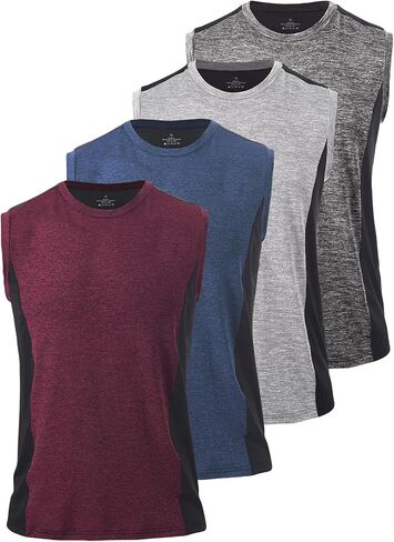 Rosyline Men's 4 Pack Workout Tank Tops Quick Dry Gym Muscle Tee Bodybuilding Fitness Sleeveless Shirts in Kuwait