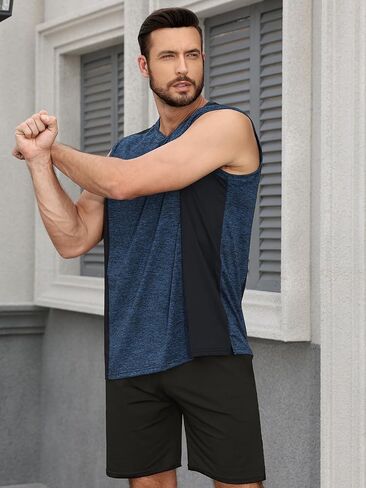 Rosyline Men's 4 Pack Workout Tank Tops Quick Dry Gym Muscle Tee Bodybuilding Fitness Sleeveless Shirts in Kuwait