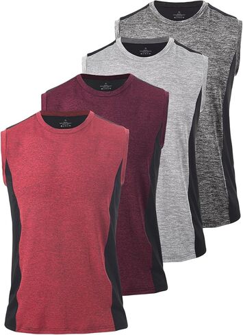 Rosyline Men's 4 Pack Workout Tank Tops Quick Dry Gym Muscle Tee Bodybuilding Fitness Sleeveless Shirts in Kuwait