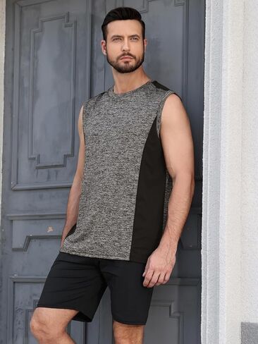 Rosyline Men's 4 Pack Workout Tank Tops Quick Dry Gym Muscle Tee Bodybuilding Fitness Sleeveless Shirts in Kuwait