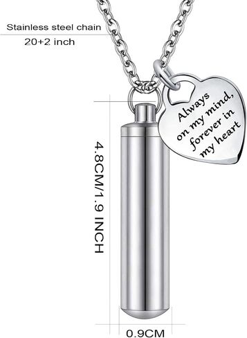 Cremation Jewelry Urn Ashes Necklaces for Women Men Cylinder Vial Ash Pendant, Memorial Urn Locket Ashes Holder in Saudi Arabia