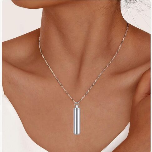 Cremation Jewelry Urn Ashes Necklaces for Women Men Cylinder Vial Ash Pendant, Memorial Urn Locket Ashes Holder in Saudi Arabia