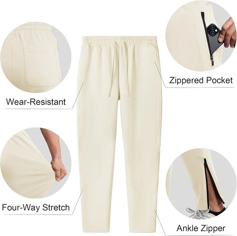 Fioboc Mens Joggers Weekend Performance Zip Ankle Jogger Athletic Sweatpants with Zipper Pockets Athletic Pant in Saudi Arabia