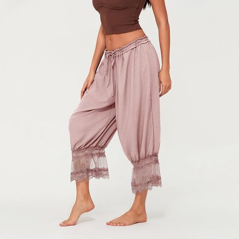 DSORVICD Women Lace Long Bloomers Pettipants Slip Under Dress Pantaloons Cute Ruffle Pumpkin Pants in Saudi Arabia