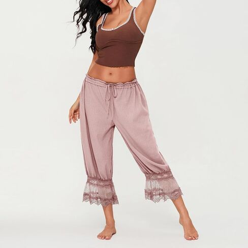 DSORVICD Women Lace Long Bloomers Pettipants Slip Under Dress Pantaloons Cute Ruffle Pumpkin Pants in Saudi Arabia