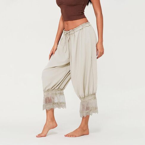 DSORVICD Women Lace Long Bloomers Pettipants Slip Under Dress Pantaloons Cute Ruffle Pumpkin Pants in Saudi Arabia
