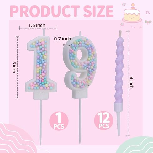 Number 7 Birthday Candles for Cake with 18 Pieces Spiral Candles with Macaron Pastel Rainbow Pink Cake Toppers for Girls Happy Birthday Party Decorations in Saudi Arabia