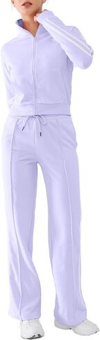 DITOK Track Suits for Women Set 2 Piece Spring Lounge Outfits Zip Up Sweatshirt & Sweatpants with Pocket Jogger Sweatsuits in Kuwait