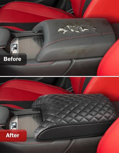 Center Console Armrest Cover for Acura RDX 2019 2020 2021 2022 2023 2024, Middle Console Lid Protector Cushion Pad, Vinyl Leather, Anti-scratch, Black in Kuwait
