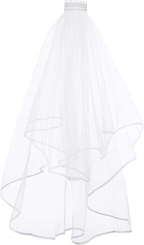 Wedding Veil with Comb, 2-Tier Sheer Tulle, Ivory and White, Velo de Novia para Boda, Classy Bridal Veil, Bride Accesories in Kuwait
