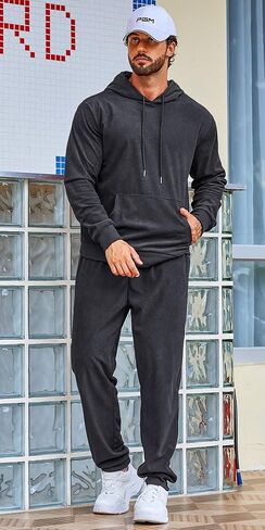 Coofandy Men's Tracksuit 2 قطعة مجموعة هوديي التعرق في الركض الرياضي بدلات رياضية غير رسمية in Kuwait