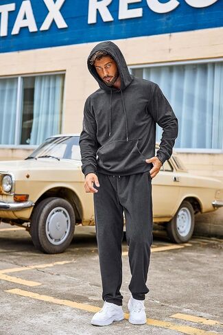 Coofandy Men's Tracksuit 2 قطعة مجموعة هوديي التعرق في الركض الرياضي بدلات رياضية غير رسمية in Kuwait