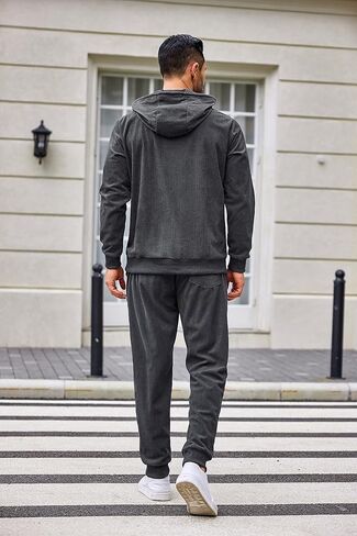 Coofandy Men's Tracksuit 2 قطعة مجموعة هوديي التعرق في الركض الرياضي بدلات رياضية غير رسمية in Kuwait