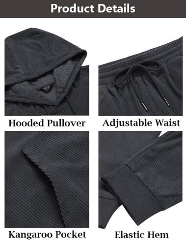 Coofandy Men's Tracksuit 2 قطعة مجموعة هوديي التعرق في الركض الرياضي بدلات رياضية غير رسمية in Kuwait