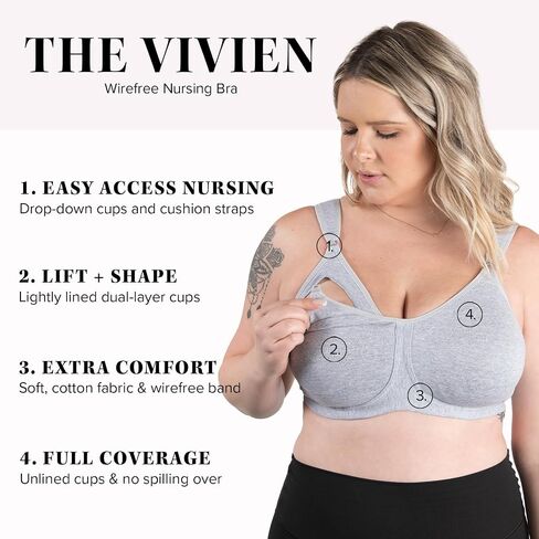 LEADING LADY, The Vivien, Wireless Nursing Bra for Women, Cushioned Straps, Unlined Fold-Down Cups, One Hand Nursing Clasps in Saudi Arabia