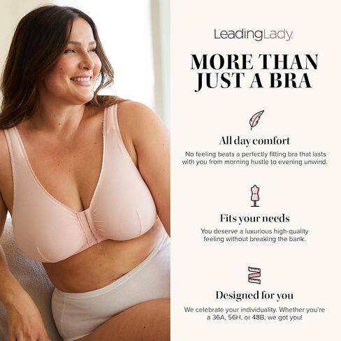 LEADING LADY, The Vivien, Wireless Nursing Bra for Women, Cushioned Straps, Unlined Fold-Down Cups, One Hand Nursing Clasps in Saudi Arabia