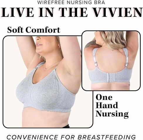 LEADING LADY, The Vivien, Wireless Nursing Bra for Women, Cushioned Straps, Unlined Fold-Down Cups, One Hand Nursing Clasps in Saudi Arabia