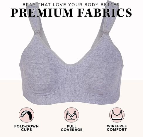 LEADING LADY, The Vivien, Wireless Nursing Bra for Women, Cushioned Straps, Unlined Fold-Down Cups, One Hand Nursing Clasps in Saudi Arabia