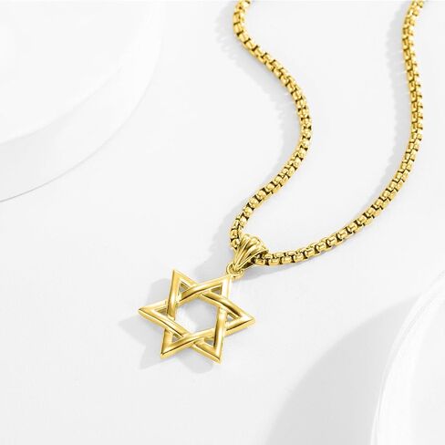 925 Sterling Silver Star of David Pendant Necklace with Stainless Steel Chain in Saudi Arabia