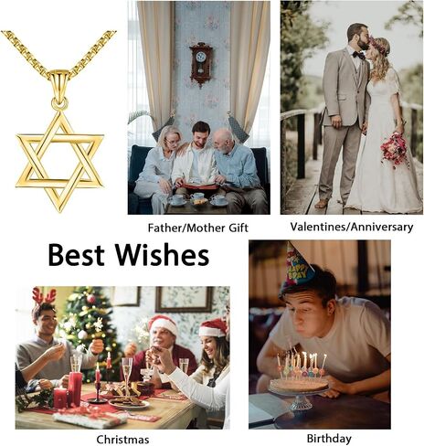 925 Sterling Silver Star of David Pendant Necklace with Stainless Steel Chain in Saudi Arabia