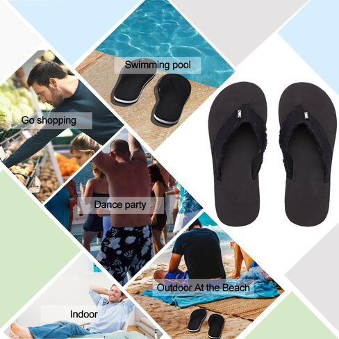 DWG Men's Soft Flip-Flop Sandals, Light Weight, Shock Proof, Non-Slip, Wide Sole, Canvas Strap, Comfort Thong Slippers for Indoor and Outdoor Beach,Size 8.5-14 in Saudi Arabia