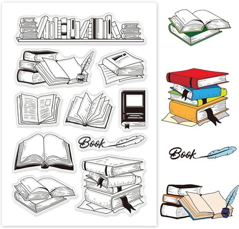 GLOBLELAND Books to Read Clear Stamps for DIY Scrapbooking Reading List Silicone Clear Stamp Seals for Cards Making Photo Album Journal Home Decoration in Kuwait