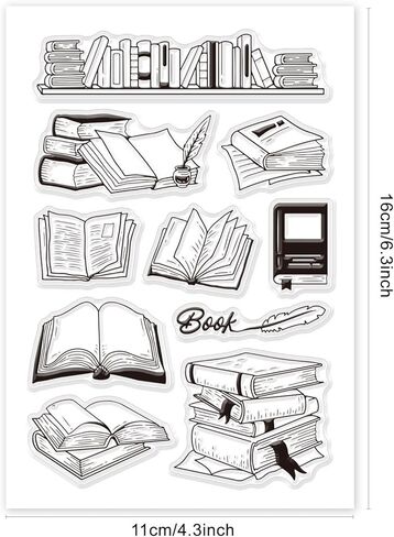 GLOBLELAND Books to Read Clear Stamps for DIY Scrapbooking Reading List Silicone Clear Stamp Seals for Cards Making Photo Album Journal Home Decoration in Kuwait