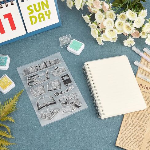 GLOBLELAND Books to Read Clear Stamps for DIY Scrapbooking Reading List Silicone Clear Stamp Seals for Cards Making Photo Album Journal Home Decoration in Kuwait