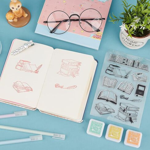 GLOBLELAND Books to Read Clear Stamps for DIY Scrapbooking Reading List Silicone Clear Stamp Seals for Cards Making Photo Album Journal Home Decoration in Kuwait