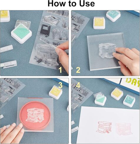 GLOBLELAND Books to Read Clear Stamps for DIY Scrapbooking Reading List Silicone Clear Stamp Seals for Cards Making Photo Album Journal Home Decoration in Kuwait