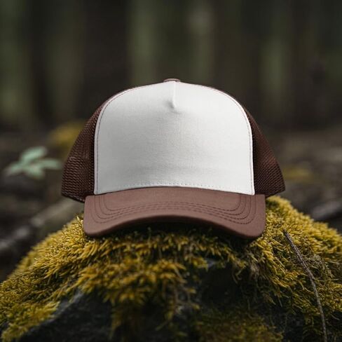 Falari 5-Panel Mesh Baseball Cap, Trucker Hat, Structured Plain Design, Cotton, Adjustable Size in Saudi Arabia