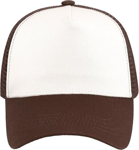 Falari 5-Panel Mesh Baseball Cap, Trucker Hat, Structured Plain Design, Cotton, Adjustable Size in Saudi Arabia